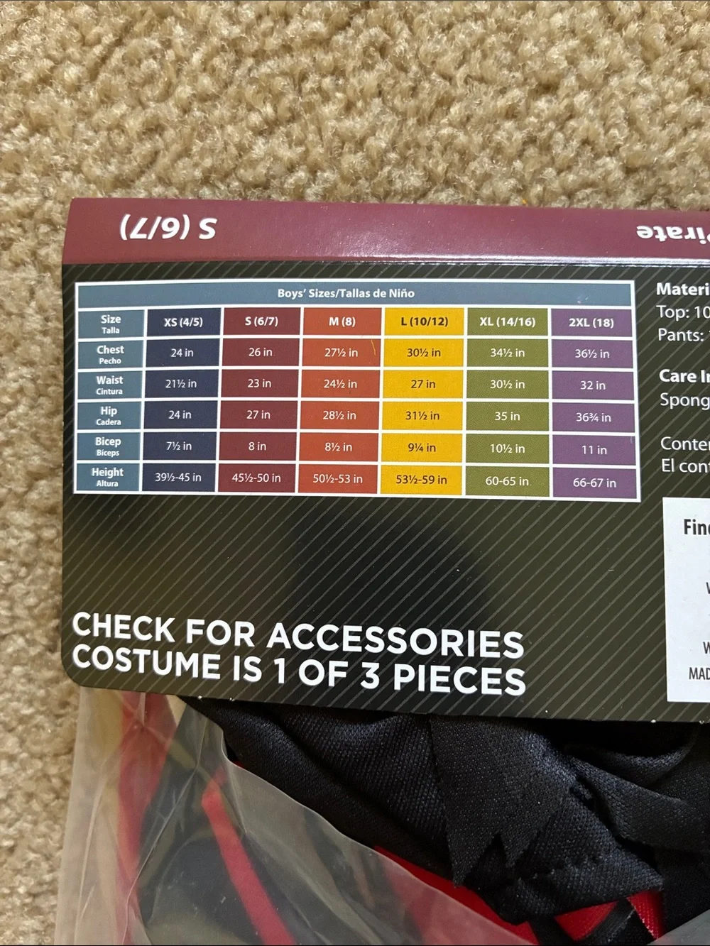 Way To Celebrate Boys Pirate Costume - Various Sizes